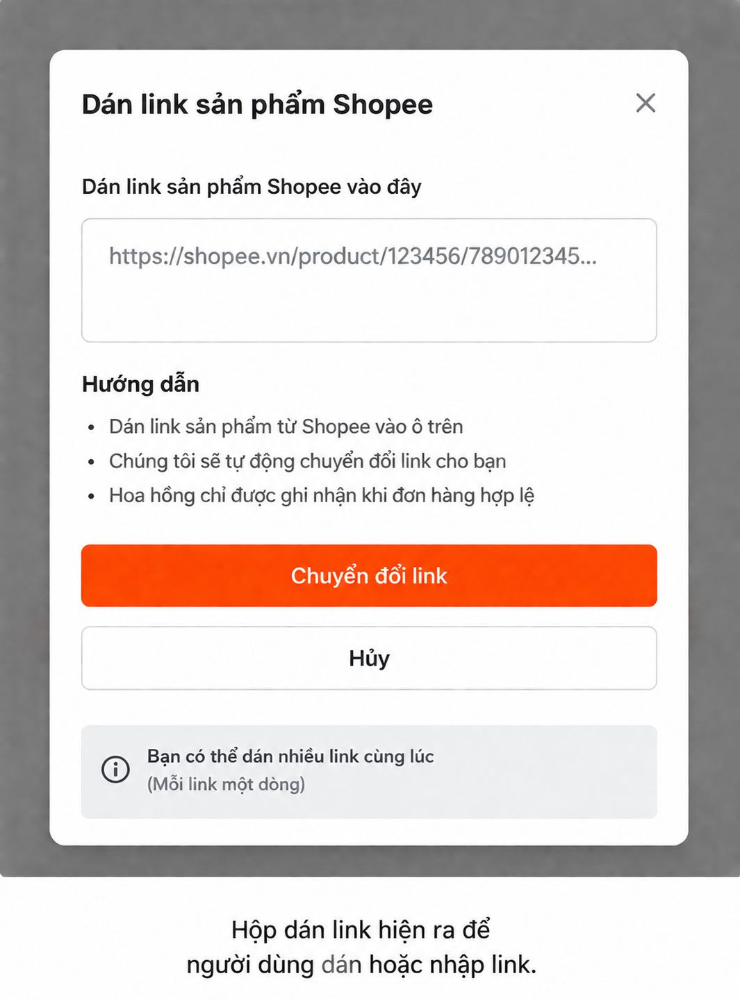 Hộp dán link